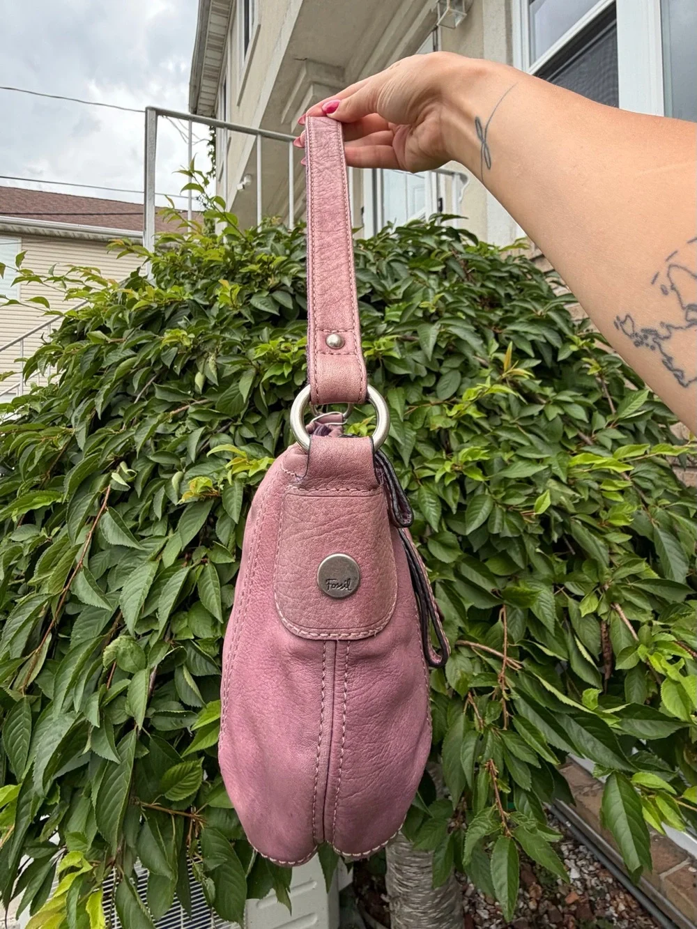 Fossil Vintage Y2K Purple Leather Shoulder Bag